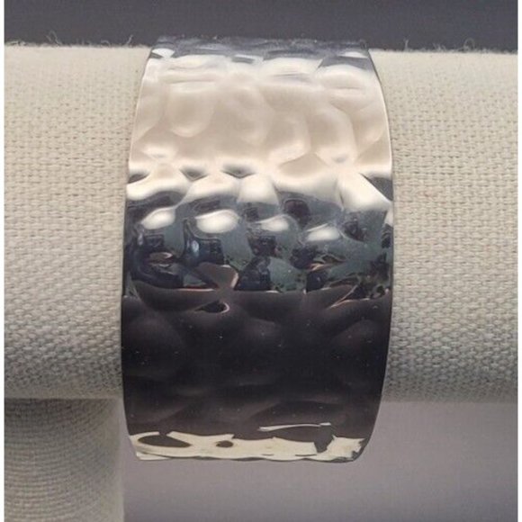Milor Italy Stainless Steel Hammered Cuff Bracelet - Picture 2 of 5